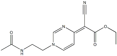 4-[Cyano(ethoxycarbonyl)methylene]-1,4-dihydro-1-(2-acetylaminoethyl)pyrimidine Structure