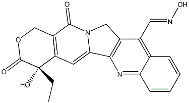(4S)-4-Hydroxy-4-ethyl-11-(hydroxyiminomethyl)-1H-pyrano[3',4':6,7]indolizino[1,2-b]quinoline-3,14(4H,12H)-dione 구조식 이미지