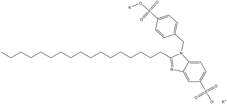 1-[4-(Potassiooxysulfonyl)benzyl]-2-heptadecyl-1H-benzimidazole-5-sulfonic acid potassium salt 구조식 이미지