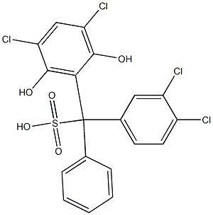 (3,4-Dichlorophenyl)(3,5-dichloro-2,6-dihydroxyphenyl)phenylmethanesulfonic acid 구조식 이미지