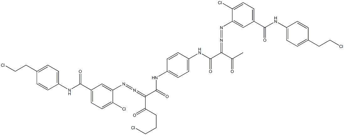 3,3'-[2-(2-Chloroethyl)-1,4-phenylenebis[iminocarbonyl(acetylmethylene)azo]]bis[N-[4-(2-chloroethyl)phenyl]-4-chlorobenzamide] 구조식 이미지