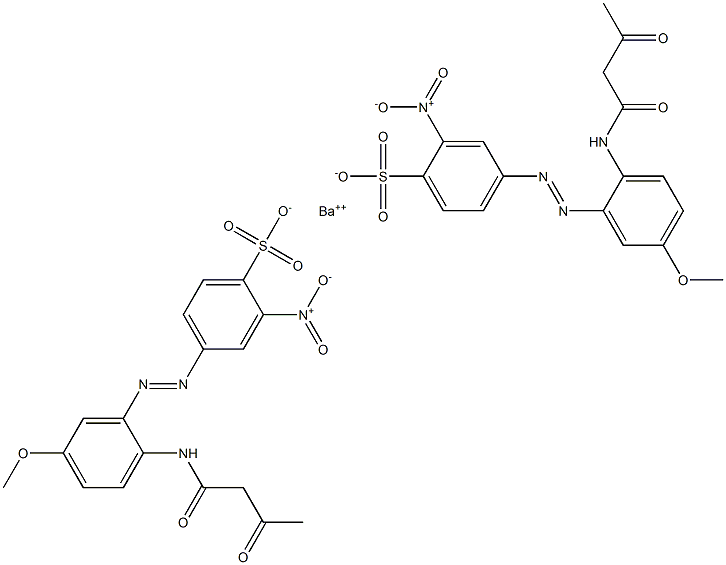 Bis[4-[2-(1,3-dioxobutylamino)-5-methoxyphenylazo]-2-nitrobenzenesulfonic acid]barium salt Structure
