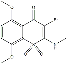 3-Bromo-5,8-dimethoxy-2-(methylamino)-4-oxo-4H-1-benzothiopyran 1,1-dioxide Structure