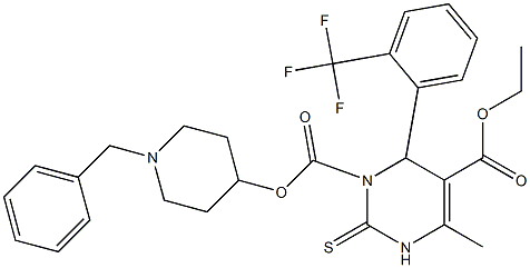 1,2,3,4-Tetrahydro-6-methyl-2-thioxo-4-(2-trifluoromethylphenyl)pyrimidine-3,5-dicarboxylic acid 3-(1-benzyl-4-piperidinyl)5-ethyl ester 구조식 이미지