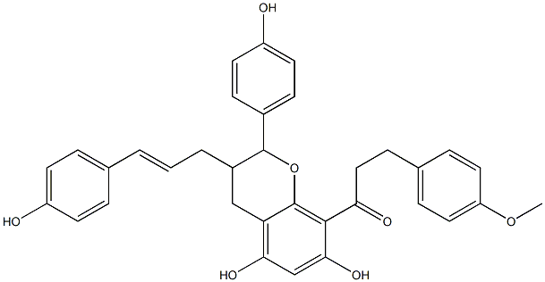 3-(4-Methoxyphenyl)-1-[[2-(4-hydroxyphenyl)-3-[3-(4-hydroxyphenyl)-2-propenyl]-5,7-dihydroxy-3,4-dihydro-2H-1-benzopyran]-8-yl]-1-propanone Structure