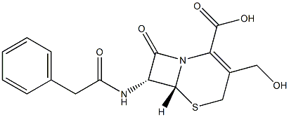 (6R,7R)-7-(Phenylacetyl)amino-3-hydroxymethyl-8-oxo-5-thia-1-azabicyclo[4.2.0]oct-2-ene-2-carboxylic acid 구조식 이미지