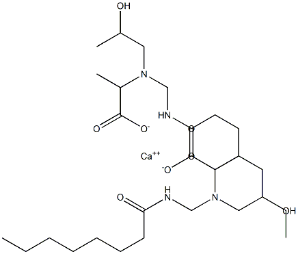 Bis[2-[N-(2-hydroxypropyl)-N-(octanoylaminomethyl)amino]propionic acid]calcium salt 구조식 이미지