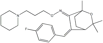 5-[4-Fluorobenzylidene]-1,3,3-trimethyl-2-oxabicyclo[2.2.2]octan-6-one O-[3-piperidinopropyl]oxime 구조식 이미지