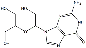 2-Amino-9-[2-hydroxy-1-[2-hydroxy-1-(hydroxymethyl)ethoxy]ethyl]-9H-purin-6(1H)-one Structure