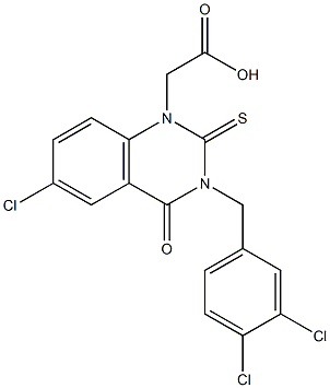 3-(3,4-Dichlorobenzyl)-1,2,3,4-tetrahydro-6-chloro-4-oxo-2-thioxoquinazoline-1-acetic acid 구조식 이미지