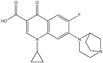 1-Cyclopropyl-6-fluoro-1,4-dihydro-7-(1,4-diazabicyclo[3.2.1]octan-4-yl)-4-oxoquinoline-3-carboxylic acid 구조식 이미지