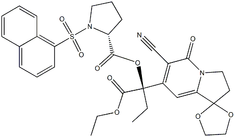 6-Cyano-7-[(R)-1-ethoxycarbonyl-1-[[(2R)-1-[(1-naphtyl)sulfonyl]-2-pyrrolidinyl]carbonyloxy]propyl]-2,3-dihydrospiro[indolizine-1,2'-[1,3]dioxolan]-5-one Structure