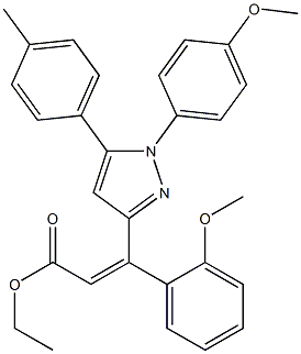 (Z)-3-(2-Methoxyphenyl)-3-[[1-(4-methoxyphenyl)-5-(4-methylphenyl)-1H-pyrazol]-3-yl]propenoic acid ethyl ester 구조식 이미지