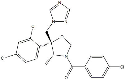 (4R,5R)-5-(2,4-Dichlorophenyl)-4-methyl-3-(4-chlorobenzoyl)-5-[(1H-1,2,4-triazol-1-yl)methyl]oxazolidine 구조식 이미지