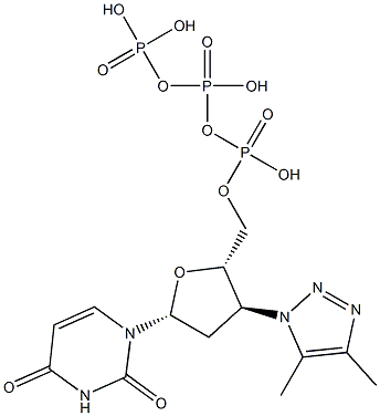 3'-(4,5-Dimethyl-1H-1,2,3-triazol-1-yl)-2',3'-dideoxyuridine 5'-triphosphoric acid 구조식 이미지