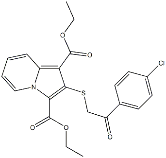 2-[2-(4-Chlorophenyl)-2-oxoethylthio]indolizine-1,3-dicarboxylic acid diethyl ester 구조식 이미지