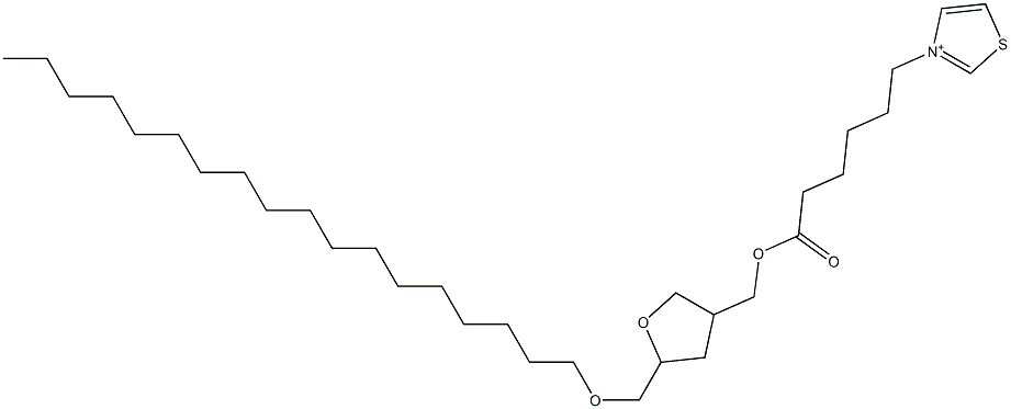 3-[6-[[Tetrahydro-5-octadecyloxymethylfuran]-3-ylmethoxy]-6-oxohexyl]thiazolium 구조식 이미지