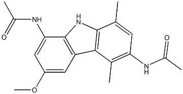 3,8-Di(acetylamino)-6-methoxy-1,4-dimethyl-9H-carbazole 구조식 이미지