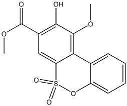 10-Methoxy-8-(methoxycarbonyl)-9-hydroxydibenz[c,e][1,2]oxathiin 6,6-dioxide 구조식 이미지