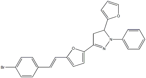 2-[[4,5-Dihydro-1-phenyl-5-(2-furanyl)-1H-pyrazol]-3-yl]-5-[2-[4-bromophenyl]ethenyl]furan Structure