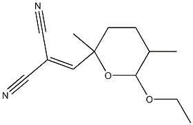 (2,5-Dimethyl-6-ethoxytetrahydro-2H-pyran-2-yl)methylenemalononitrile 구조식 이미지