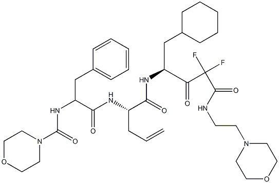 (4S)-4-[[(2S)-2-[2-(Morpholinocarbonyl)amino-3-phenylpropanoylamino]-4-pentenoyl]amino]-5-cyclohexyl-2,2-difluoro-3-oxo-N-(2-morpholinoethyl)pentanamide 구조식 이미지