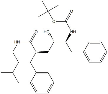 (2R,4S,5S)-2-Benzyl-5-[(tert-butyloxycarbonyl)amino]-4-hydroxy-N-(3-methylbutyl)-6-phenylhexanamide Structure