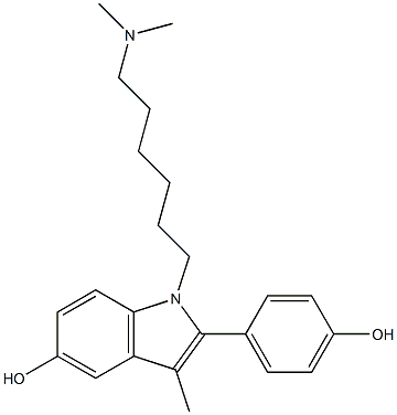 2-(4-Hydroxyphenyl)-3-methyl-1-(6-dimethylaminohexyl)-1H-indol-5-ol 구조식 이미지