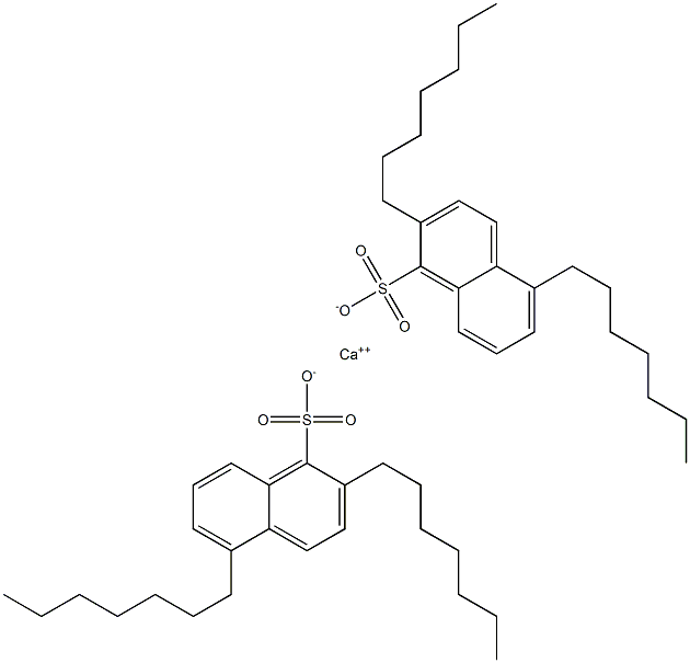 Bis(2,5-diheptyl-1-naphthalenesulfonic acid)calcium salt Structure