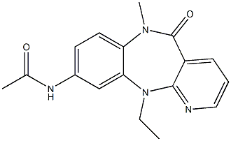 6,11-Dihydro-9-acetylamino-11-ethyl-6-methyl-5H-pyrido[2,3-b][1,5]benzodiazepin-5-one 구조식 이미지