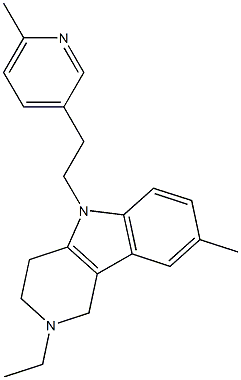2,3,4,5-Tetrahydro-2-ethyl-8-methyl-5-[2-(6-methyl-3-pyridyl)ethyl]-1H-pyrido[4,3-b]indole Structure
