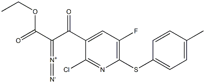 3-[2-Chloro-5-fluoro-6-(4-methylphenylthio)pyridin-3-yl]-3-oxo-2-diazopropionic acid ethyl ester Structure