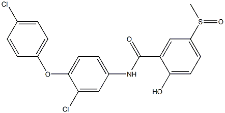 2-Hydroxy-5-methylsulfinyl-N-[3-chloro-4-(4-chlorophenoxy)phenyl]benzamide 구조식 이미지