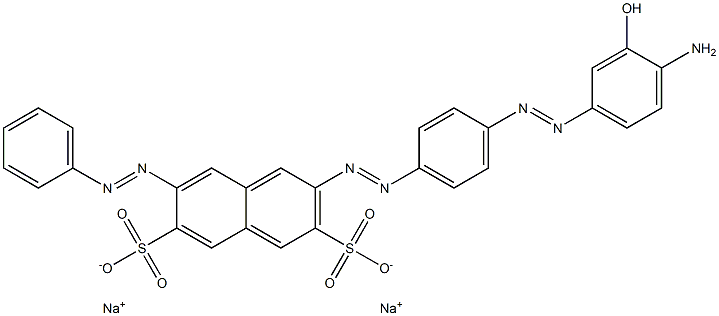 2-[[4-[(4-Amino-3-hydroxyphenyl)azo]phenyl]azo]-7-(phenylazo)-3,6-naphthalenedisulfonic acid disodium salt Structure