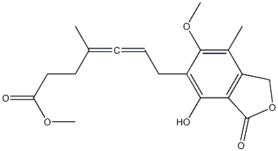 5-[6-(Methoxycarbonyl)-4-methyl-2,3-hexadien-1-yl]-1,3-dihydro-4-hydroxy-6-methoxy-7-methylisobenzofuran-3-one 구조식 이미지