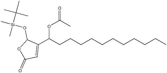 Acetic acid 1-[[2,5-dihydro-5-oxo-2-(tert-butyldimethylsiloxy)furan]-3-yl]dodecyl ester 구조식 이미지