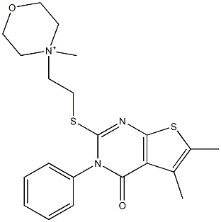 4-Methyl-4-[2-[[[5,6-dimethyl-3-phenyl-3,4-dihydro-4-oxothieno[2,3-d]pyrimidin]-2-yl]thio]ethyl]morpholin-4-ium Structure