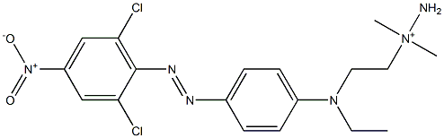 1-[2-[4-(2,6-Dichloro-4-nitrophenylazo)phenyl(ethyl)amino]ethyl]-1,1-dimethylhydrazinium 구조식 이미지