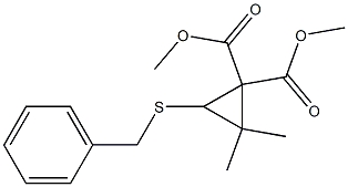 3-Benzylthio-2,2-dimethylcyclopropane-1,1-dicarboxylic acid dimethyl ester Structure