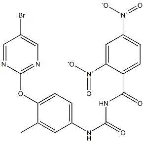 1-(2,4-Dinitrobenzoyl)-3-[4-[(5-bromo-2-pyrimidinyl)oxy]-3-methylphenyl]urea 구조식 이미지