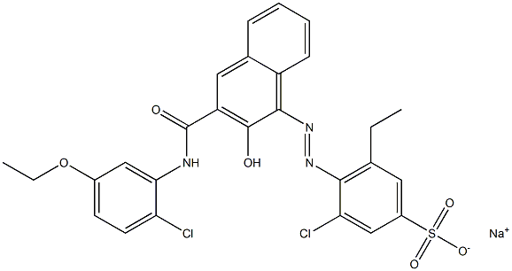 3-Chloro-5-ethyl-4-[[3-[[(2-chloro-5-ethoxyphenyl)amino]carbonyl]-2-hydroxy-1-naphtyl]azo]benzenesulfonic acid sodium salt Structure