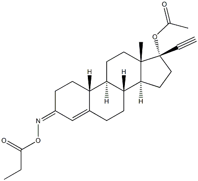(17R)-17-(Acetyloxy)-19-norpregn-4-en-20-yn-3-one O-propionyl oxime Structure