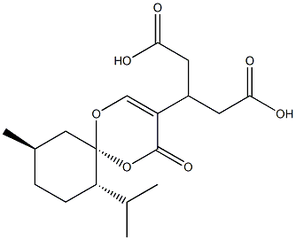 Diacetic acid [(6S,7S,10R)-7-isopropyl-10-methyl-4-oxo-1,5-dioxaspiro[5.5]undec-2-en-3-yl]methylene ester Structure