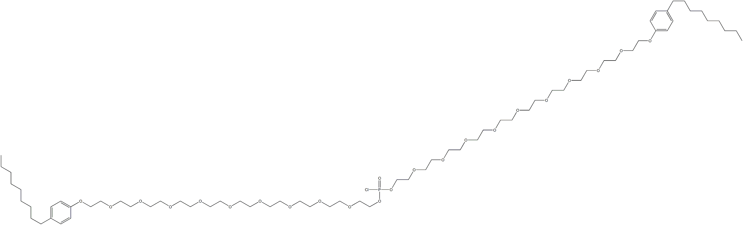 Chlorophosphonic acid=bis[30-(p-nonylphenyl)-3,6,9,12,15,18,21,24,27,30-decaoxatriacontan-1-yl] ester 구조식 이미지