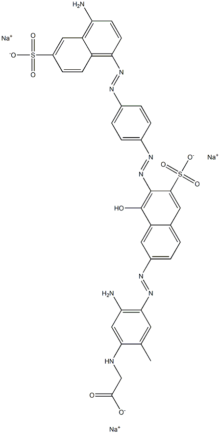 [5-Amino-4-[[7-[[4-[(4-amino-6-sulfo-1-naphtyl)azo]phenyl]azo]-8-hydroxy-6-sulfo-2-naphtyl]azo]-2-methylphenylamino]acetic acid trisodium salt 구조식 이미지