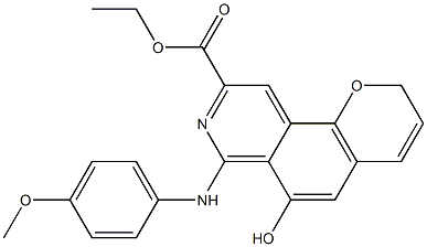 6-Hydroxy-7-(p-methoxyphenylamino)-2H-pyrano[2,3-f]isoquinoline-9-carboxylic acid ethyl ester 구조식 이미지