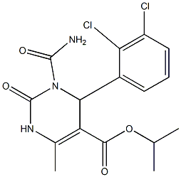 1,2,3,4-Tetrahydro-3-(carbamoyl)-6-methyl-2-oxo-4-(2,3-dichlorophenyl)pyrimidine-5-carboxylic acid isopropyl ester 구조식 이미지