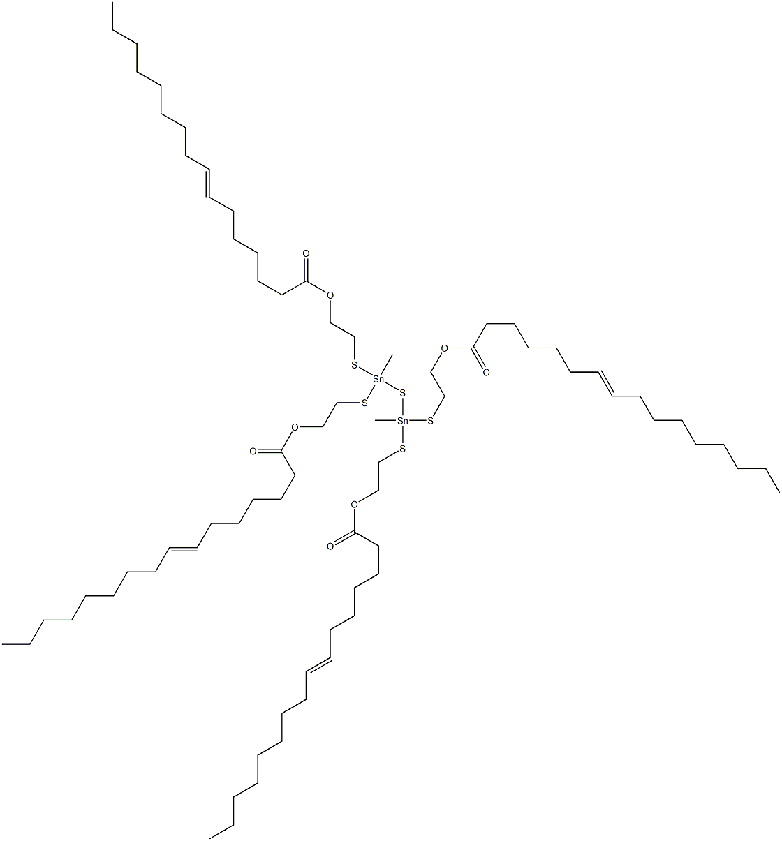 Bis[methylbis[[2-(6-pentadecenylcarbonyloxy)ethyl]thio]stannyl] sulfide Structure