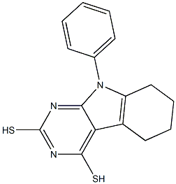 5,6,7,8-Tetrahydro-2,4-dimercapto-9-phenyl-9H-pyrimido[4,5-b]indole 구조식 이미지