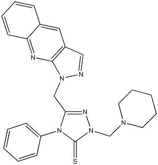 1-[[[2-(Piperidinomethyl)-3-thioxo-4-phenyl-2,3-dihydro-4H-1,2,4-triazol]-5-yl]methyl]-1H-pyrazolo[3,4-b]quinoline 구조식 이미지